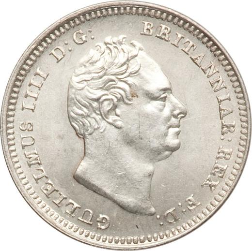 Awers monety - 3 pensy 1837 "Maundy" - cena srebrnej monety - Wielka Brytania, Wilhelm IV