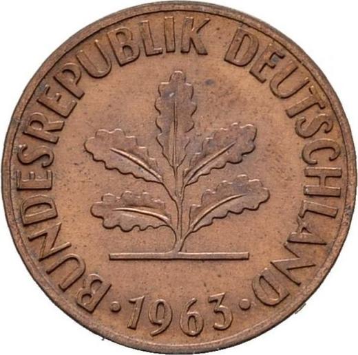Реверс монеты - 2 пфеннига 1963 года D - цена  монеты - Германия, ФРГ
