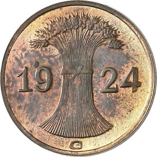 Reverso 1 Rentenpfennig 1924 G - valor de la moneda  - Alemania, República de Weimar