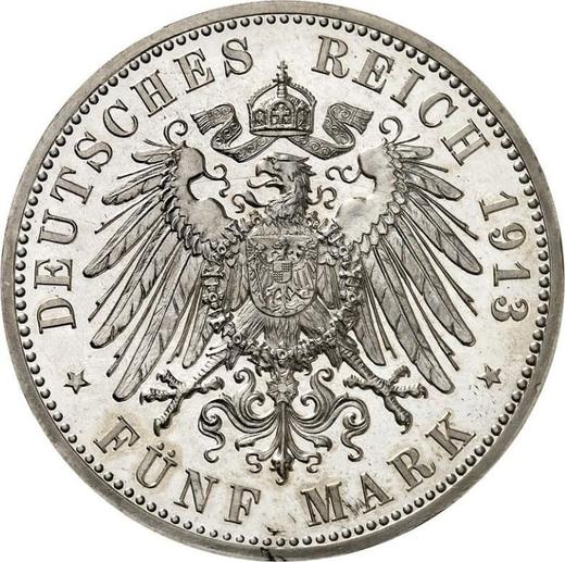 Reverso 5 marcos 1913 A "Lübeck" - valor de la moneda de plata - Alemania, Imperio alemán