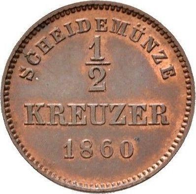 Reverso Medio kreuzer 1860 "Tipo 1858-1864" - valor de la moneda  - Wurtemberg, Guillermo I