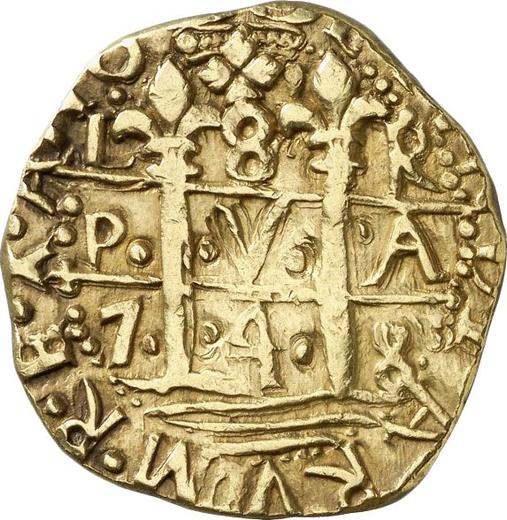 Реверс монеты - 8 эскудо 1748 года L R - цена золотой монеты - Перу, Фердинанд VI
