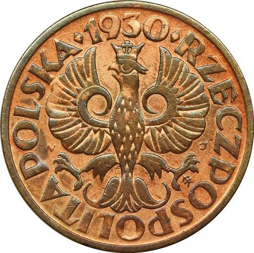 Аверс монеты - 2 гроша 1930 года WJ - цена  монеты - Польша, II Республика