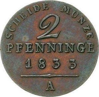 Reverso 2 Pfennige 1833 A - valor de la moneda  - Prusia, Federico Guillermo III