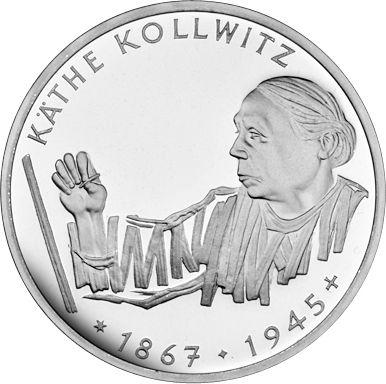 Аверс монеты - 10 марок 1992 года G "Кете Кольвиц" - цена серебряной монеты - Германия, ФРГ