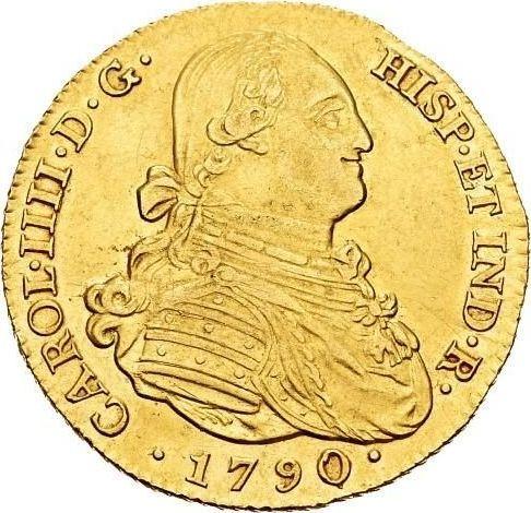 Obverse 4 Escudos 1790 M MF - Gold Coin Value - Spain, Charles IV