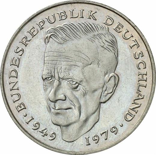 Аверс монеты - 2 марки 1984 года G "Курт Шумахер" - цена  монеты - Германия, ФРГ