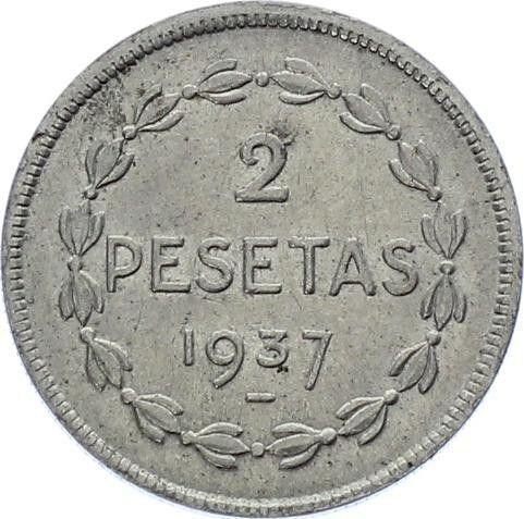 Revers 2 Pesetas 1937 "Euskadi" - Münze Wert - Spanien, II Republik