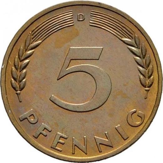 Аверс монеты - 5 пфеннигов 1967 года D - цена  монеты - Германия, ФРГ