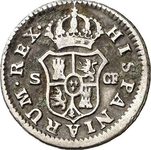 Реверс монеты - 1/2 реала 1780 года S CF - цена серебряной монеты - Испания, Карл III