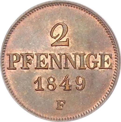 Реверс монеты - 2 пфеннига 1849 года F - цена  монеты - Саксония, Фридрих Август II