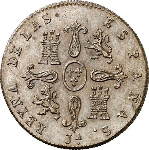 Reverso 4 maravedíes 1842 Ja - valor de la moneda  - España, Isabel II