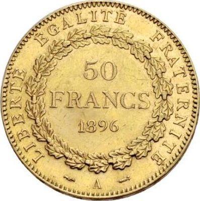 Reverso 50 francos 1896 A "Tipo 1878-1904" París - valor de la moneda de oro - Francia, Tercera República