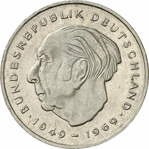 Аверс монеты - 2 марки 1976 года J "Теодор Хойс" - цена  монеты - Германия, ФРГ