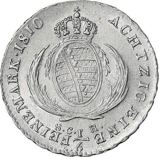 Reverso 1/6 tálero 1810 S.G.H. - valor de la moneda de plata - Sajonia, Federico Augusto I