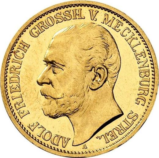 Аверс монеты - 10 марок 1905 года A "Мекленбург-Штрелиц" - цена золотой монеты - Германия, Германская Империя