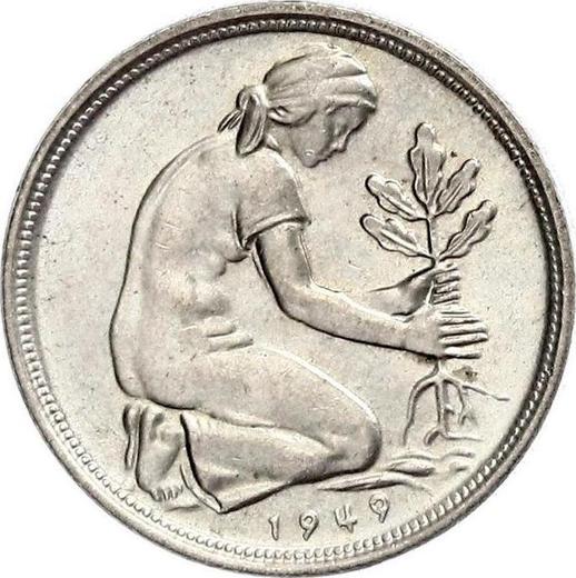 Реверс монеты - 50 пфеннигов 1949 года D "Bank deutscher Länder" - цена  монеты - Германия, ФРГ