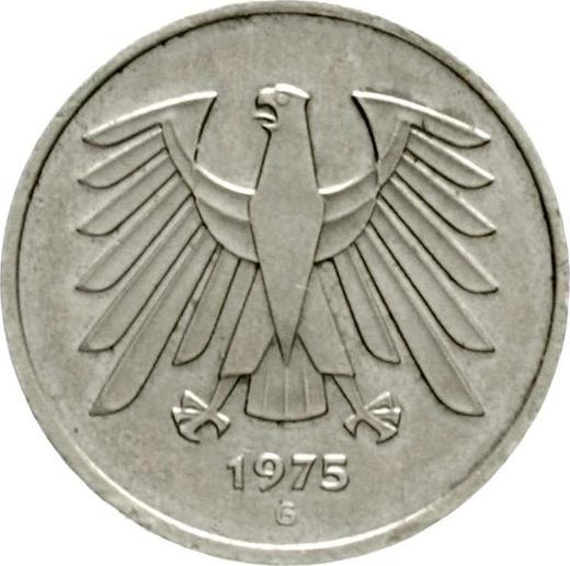 Реверс монеты - 5 марок 1975-2001 года Гурт гладкий - цена  монеты - Германия, ФРГ
