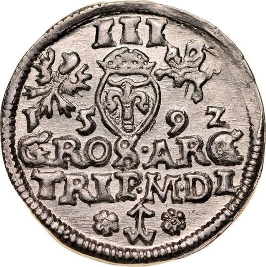 Rewers monety - Trojak 1592 "Litwa" - cena srebrnej monety - Polska, Zygmunt III