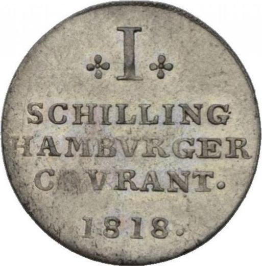 Reverso 1 chelín 1818 H.S.K. - valor de la moneda  - Hamburgo, Ciudad libre de Hamburgo
