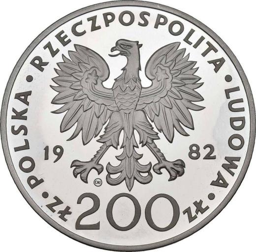 Аверс монеты - 200 злотых 1982 года CHI "Иоанн Павел II" Серебро - цена серебряной монеты - Польша, Народная Республика