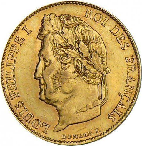 Аверс монеты - 20 франков 1834 года L "Тип 1832-1848" Байонна - цена золотой монеты - Франция, Луи-Филипп I