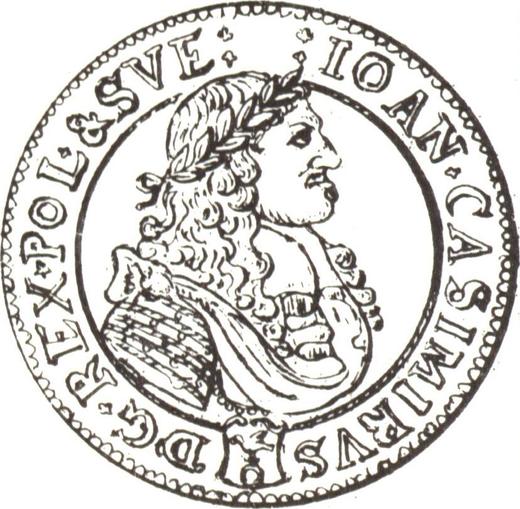 Аверс монеты - Пробная Злотовка (30 грошей) 1668 года - цена серебряной монеты - Польша, Ян II Казимир