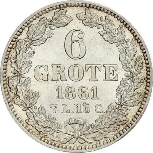Реверс монеты - 6 гротенов 1861 года - цена серебряной монеты - Бремен, Вольный ганзейский город