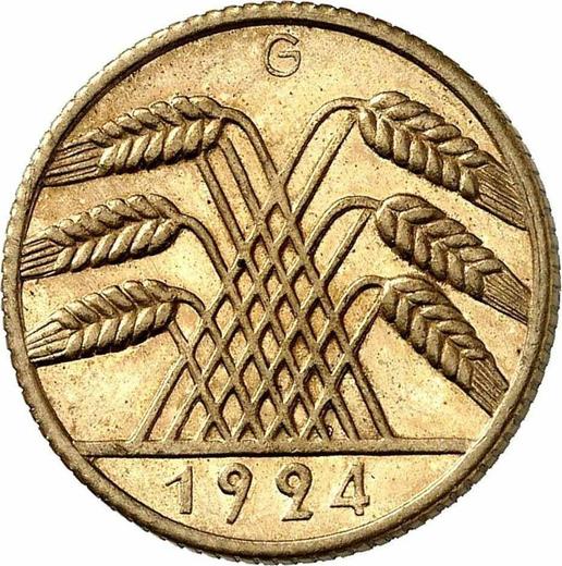 Reverse 10 Rentenpfennig 1924 G -  Coin Value - Germany, Weimar Republic