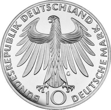 Reverso 10 marcos 1972 G "Juegos de la XX Olimpiada de Verano" - valor de la moneda de plata - Alemania, RFA