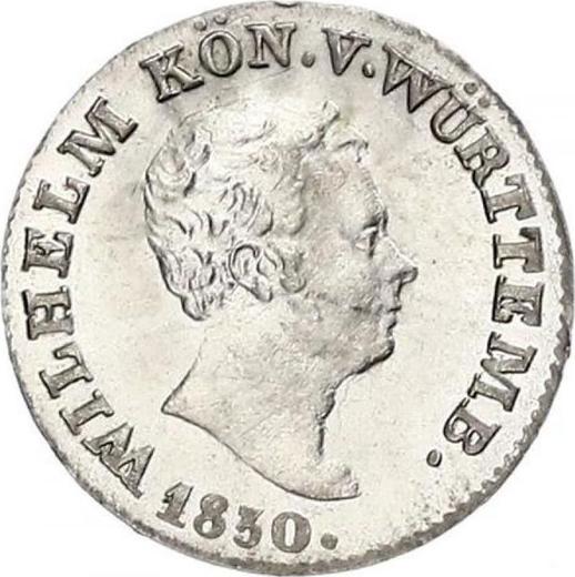 Аверс монеты - 3 крейцера 1830 года - цена серебряной монеты - Вюртемберг, Вильгельм I