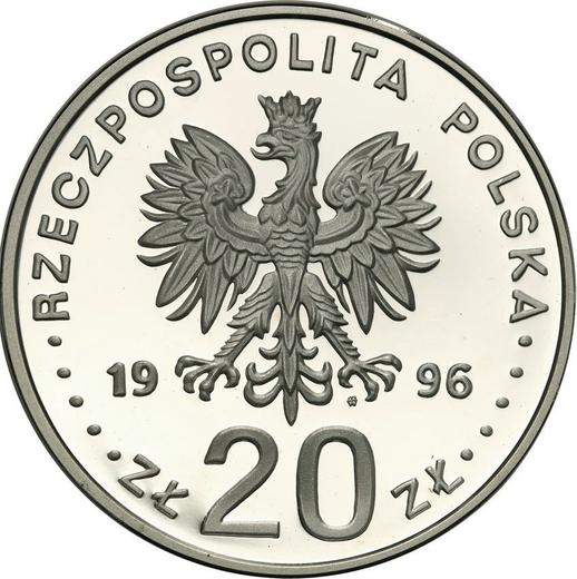 Аверс монеты - 20 злотых 1996 года MW ET "Тысячелетие Гданьска" - цена серебряной монеты - Польша, III Республика после деноминации