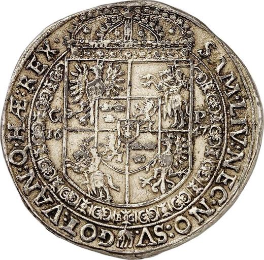 Reverso 2 táleros 1647 GP - valor de la moneda de plata - Polonia, Vladislao IV