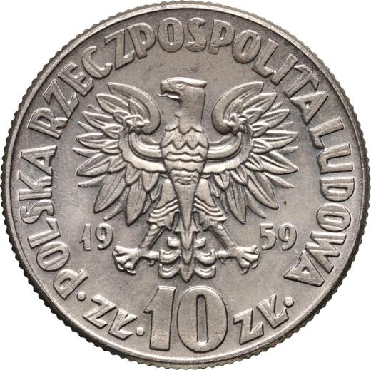 Reverso Pruebas 10 eslotis 1959 JG "Nicolás Copérnico" Níquel - valor de la moneda  - Polonia, República Popular