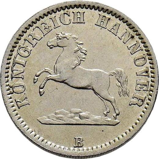 Аверс монеты - 1/2 гроша 1861 года B - цена серебряной монеты - Ганновер, Георг V