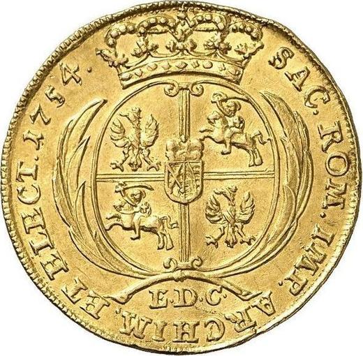 Реверс монеты - 2 дуката 1754 года EDC "Коронные" - цена золотой монеты - Польша, Август III