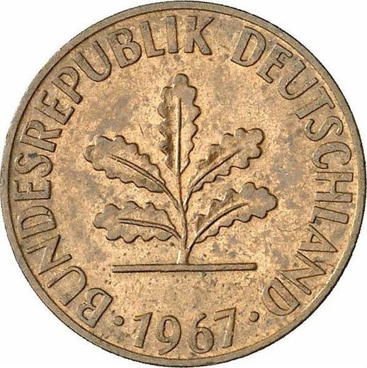 Реверс монеты - 1 пфенниг 1967 года D - цена  монеты - Германия, ФРГ