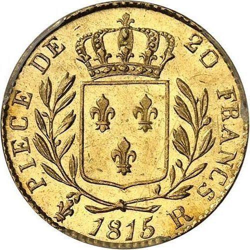 Реверс монеты - 20 франков 1815 года R "Тип 1814-1815" Лондон - цена золотой монеты - Франция, Людовик XVIII