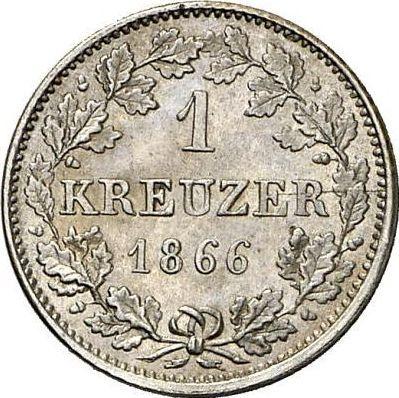 Реверс монеты - 1 крейцер 1866 года - цена серебряной монеты - Гессен-Дармштадт, Людвиг III