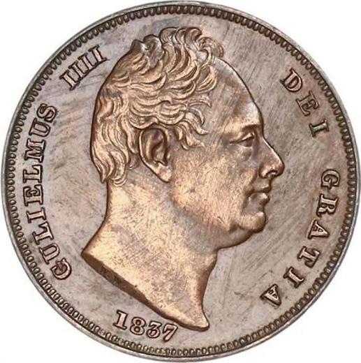 Аверс монеты - Фартинг 1837 года WW - цена  монеты - Великобритания, Вильгельм IV