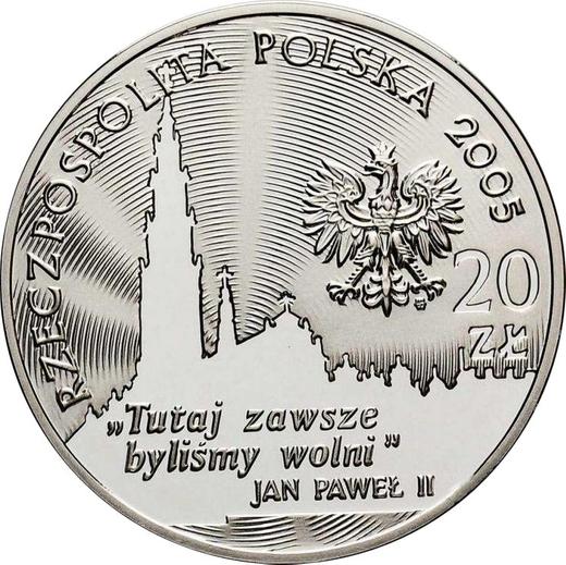 Аверс монеты - 20 злотых 2005 года MW ET "350-летие обороны Ясной Горы" - цена серебряной монеты - Польша, III Республика после деноминации