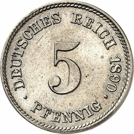 Anverso 5 Pfennige 1890 G "Tipo 1890-1915" - valor de la moneda  - Alemania, Imperio alemán