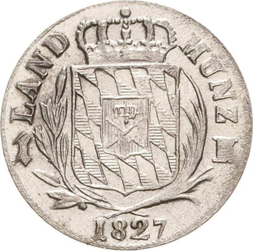 Rewers monety - 1 krajcar 1827 - cena srebrnej monety - Bawaria, Ludwik I