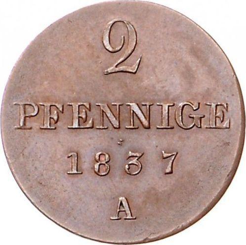 Реверс монеты - 2 пфеннига 1837 года A "Тип 1835-1837" - цена  монеты - Ганновер, Вильгельм IV