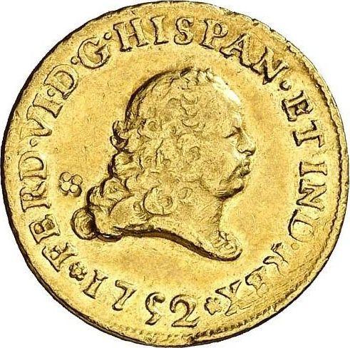 Anverso 2 escudos 1752 Mo MF - valor de la moneda de oro - México, Fernando VI