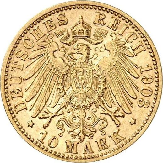Reverso 10 marcos 1903 F "Würtenberg" - valor de la moneda de oro - Alemania, Imperio alemán