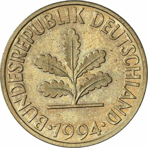 Реверс монеты - 10 пфеннигов 1994 года J - цена  монеты - Германия, ФРГ