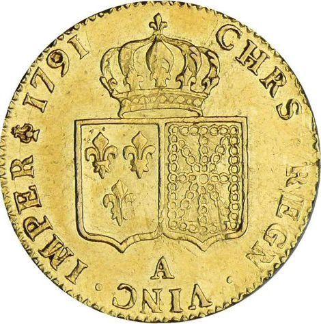 Реверс монеты - Двойной луидор 1791 года A Париж - цена золотой монеты - Франция, Людовик XVI