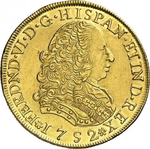 Anverso 8 escudos 1752 LM J - valor de la moneda de oro - Perú, Fernando VI