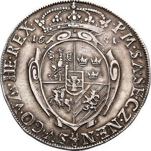 Reverso Tálero 1651 Escudo de armas oval - valor de la moneda de plata - Polonia, Juan II Casimiro
